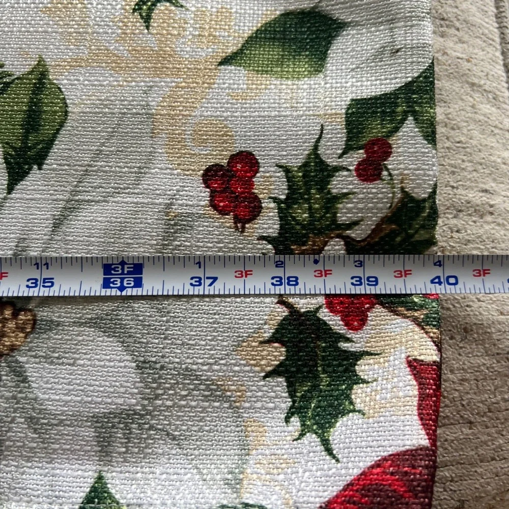 St. Nicholas‎ Square Christmas Table Cloth Poinsettia Holly Pinecone 13x40 Red